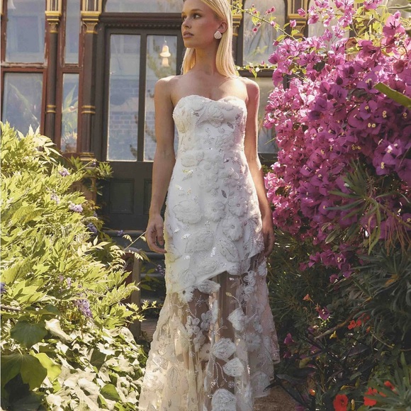 Elliatt Carol Strapless Gown White Floral Dress - Picture 3 of 5